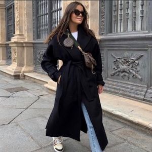 Zara Long Wool Belted Coat BLOGGER